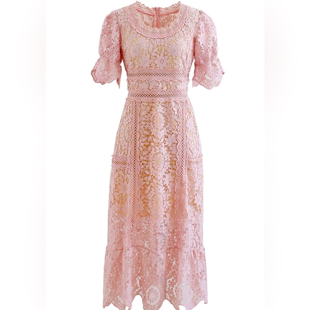 Chicwish pink lace midi
